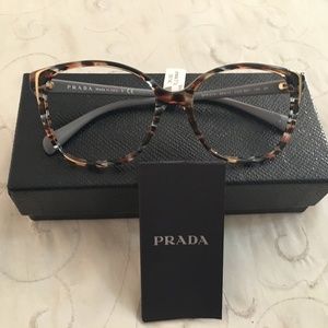 Prada Brown and Gray Cat-Eye Glasses